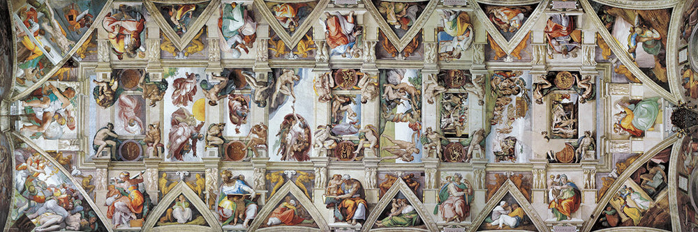 The Sistine Chapel Ceiling Panoramic by Michelangelo 1000-Piece Puzzle