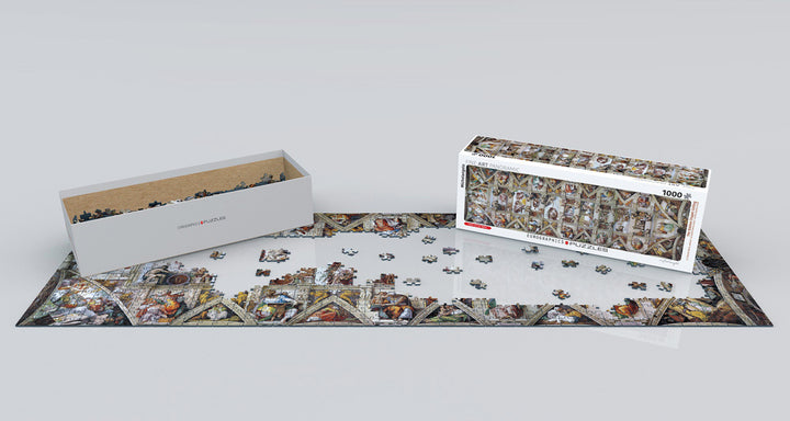 The Sistine Chapel Ceiling Panoramic by Michelangelo 1000-Piece Puzzle