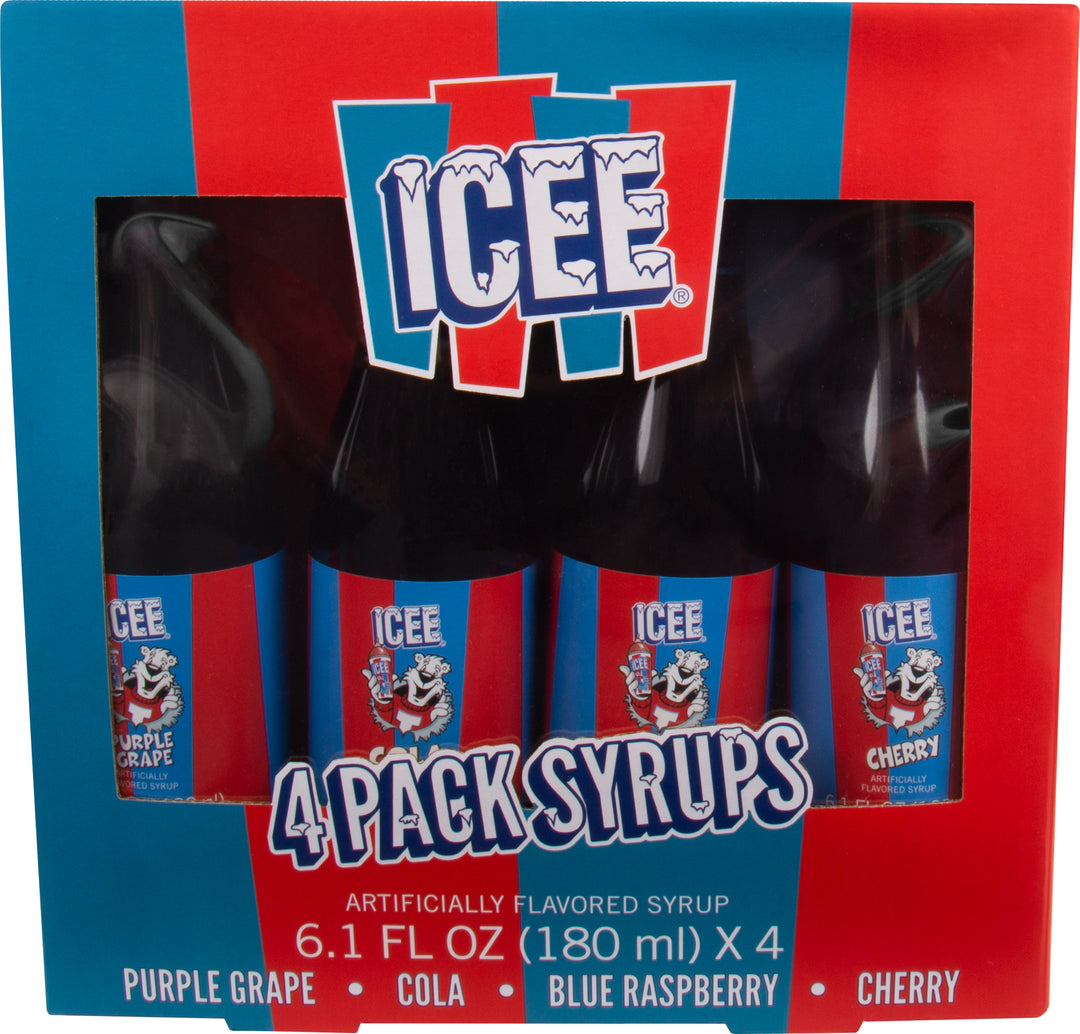 ICEE 4 Pack Syrups (Purple Grape, Cola, Blue Raspberry, Cherry)