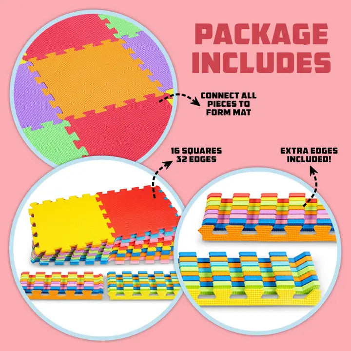 Kids Foam Mat 16Pc Multi Color