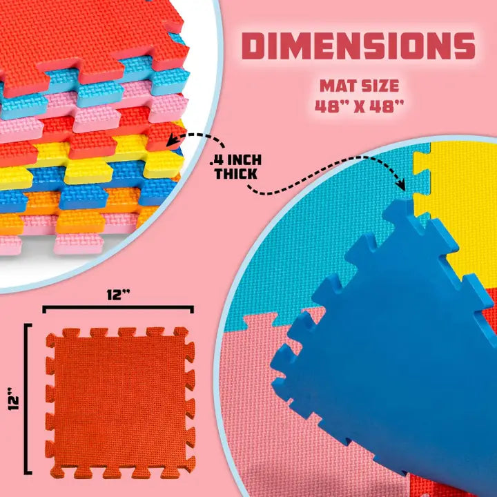 Kids Foam Mat 16Pc Multi Color