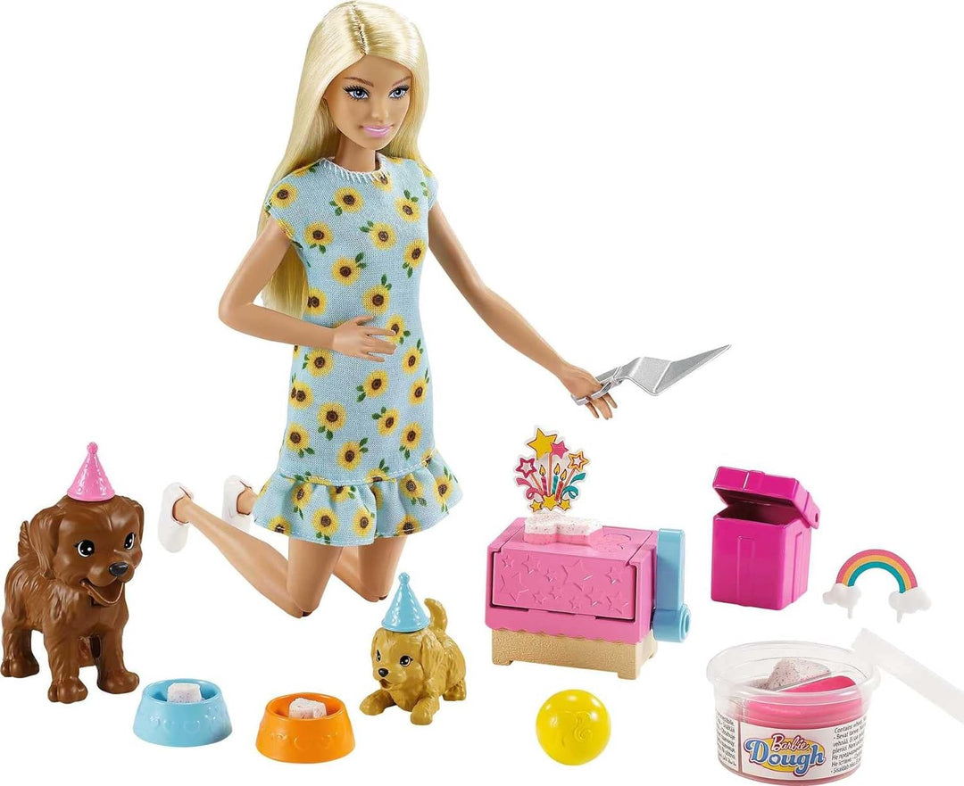 Barbie Doll Blonde And Puppy Party Playset