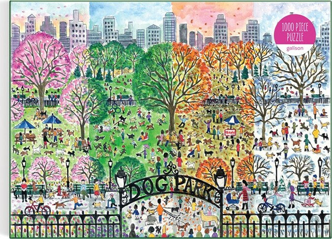 Michael Storrings Dog Park in Four Seasons 1000 Piece Puzzle