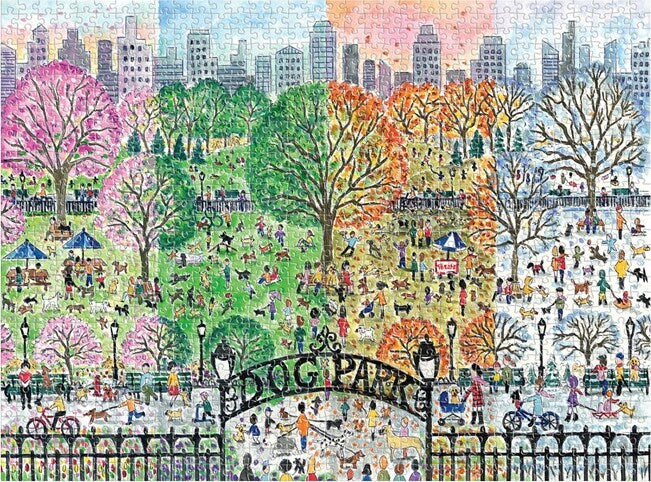 Michael Storrings Dog Park in Four Seasons 1000 Piece Puzzle