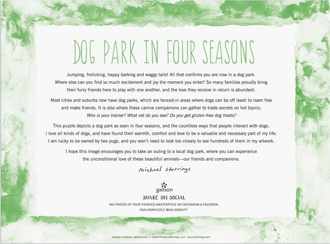 Michael Storrings Dog Park in Four Seasons 1000 Piece Puzzle