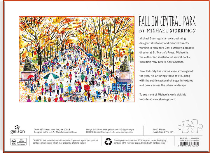 Michael Storrings Fall in Central Park 1000 Piece Puzzle