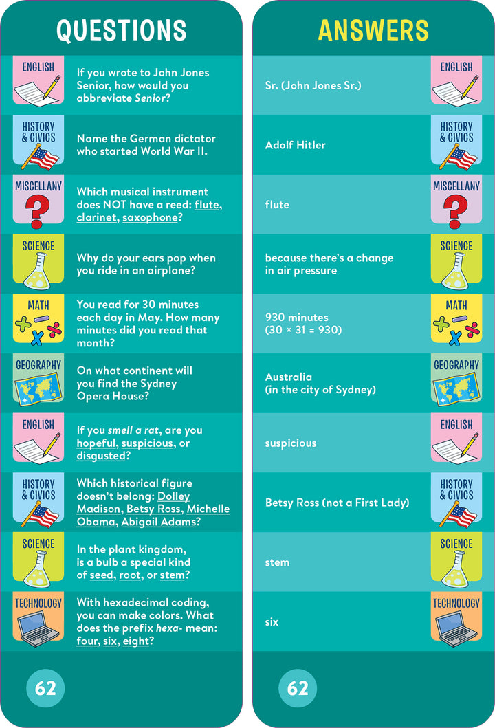 Brain Quest 5th Grade Smart Cards Revised 5th Edition