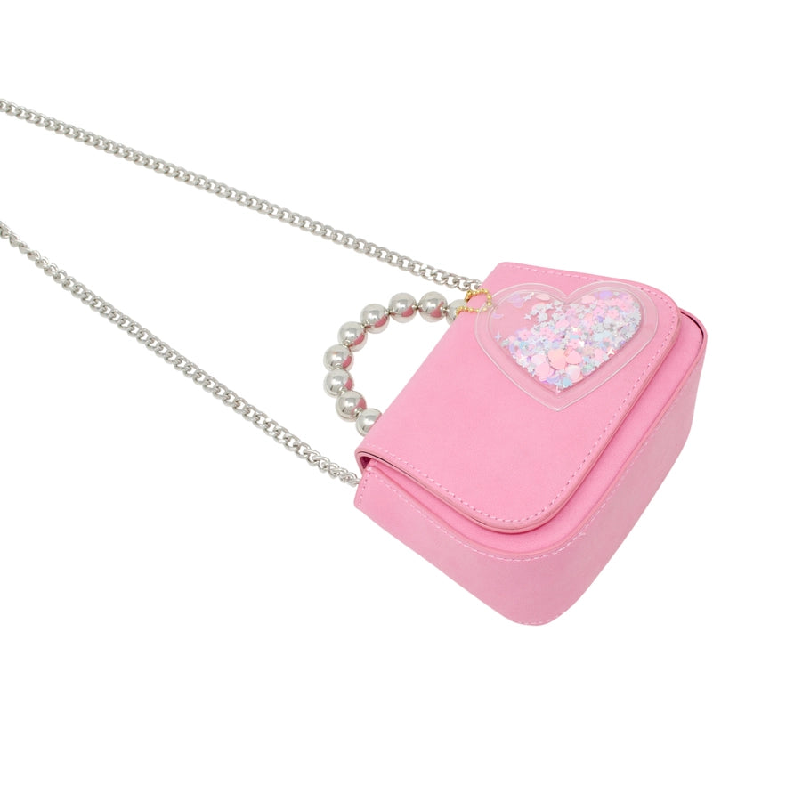 Hot Pink Pearl Metal Heart Bag