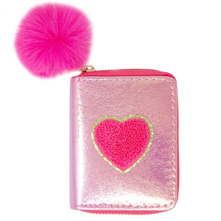 Shiny Heart Wallet Hot Pink