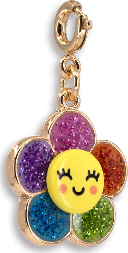 Gold Glitter Happy Flower Charm