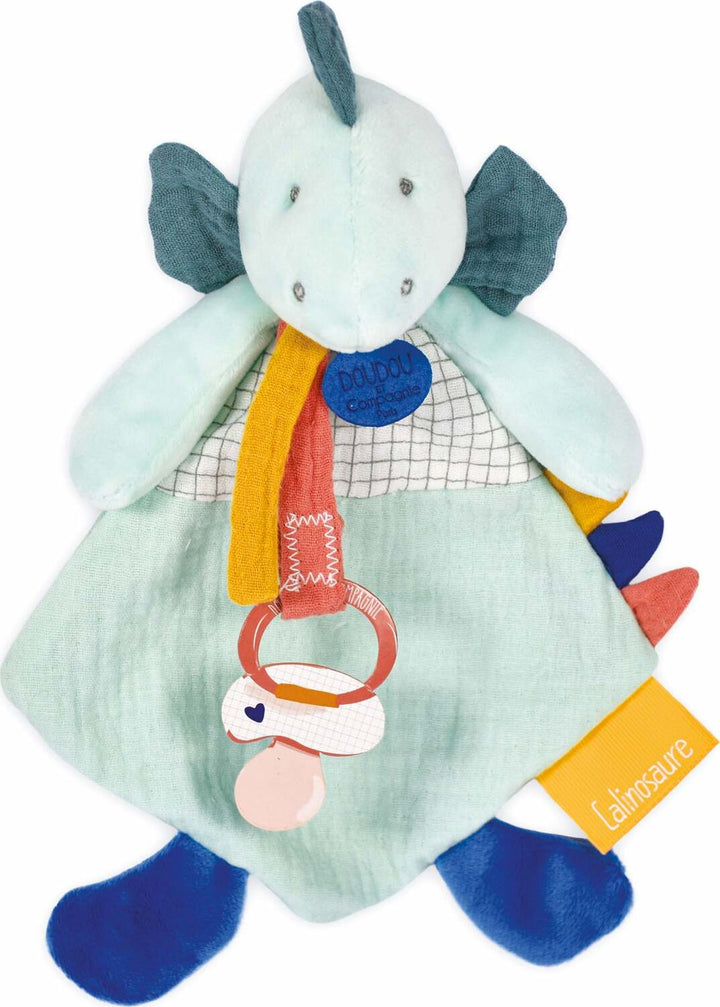 Doudou et Compagnie Dinosaur Blanket With Pacifier Clip