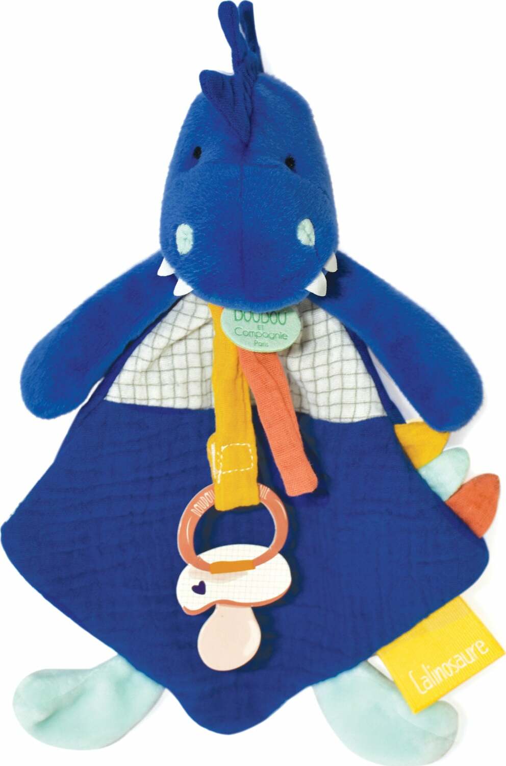 Doudou et Compagnie Dinosaur Blanket With Pacifier Clip