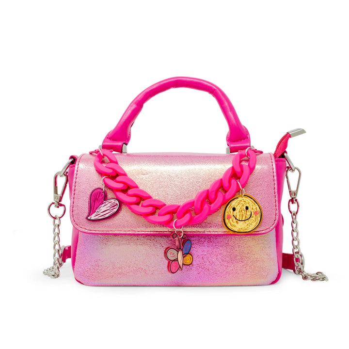 Hot Pink Shiny Baguette Chain Bag