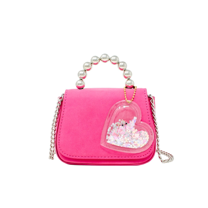 Hot Pink Pearl Metal Heart Bag