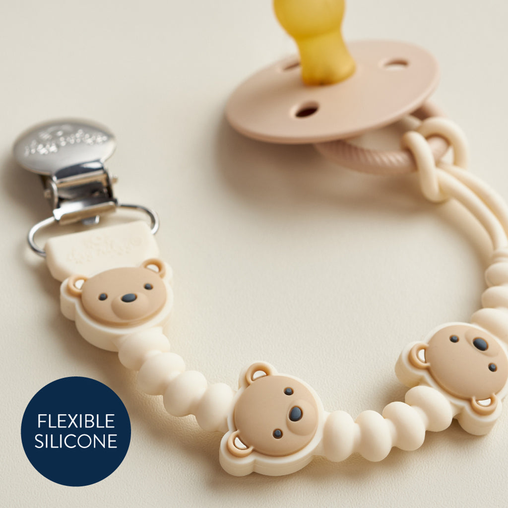 Sweetie Strap Plus™ - Silicone Pacifier Clip (Bear Bead)