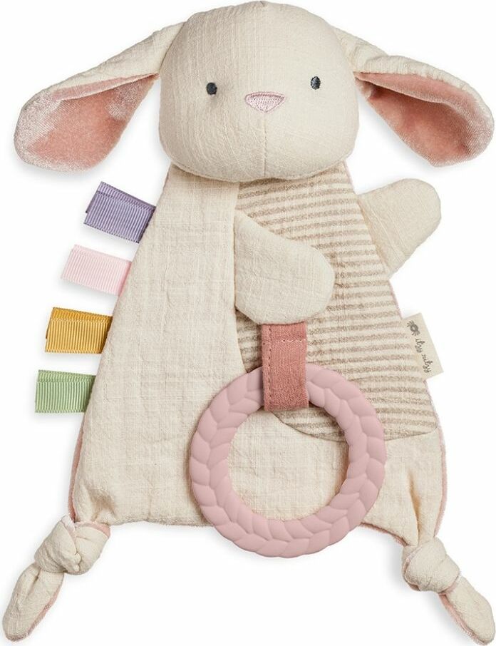 Bitzy Crinkle Sensory Crinkle Toy with Teether (Bunny)