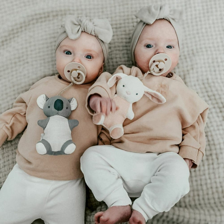 Bitzy Pal Pacifier w/ Natural Rubber Nipple and Soft Cotton Lovey (Bunny)