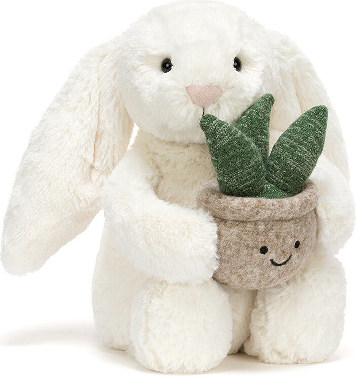Cream Bunny with Plant