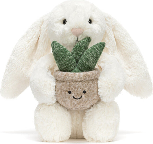 Cream Bunny with Plant