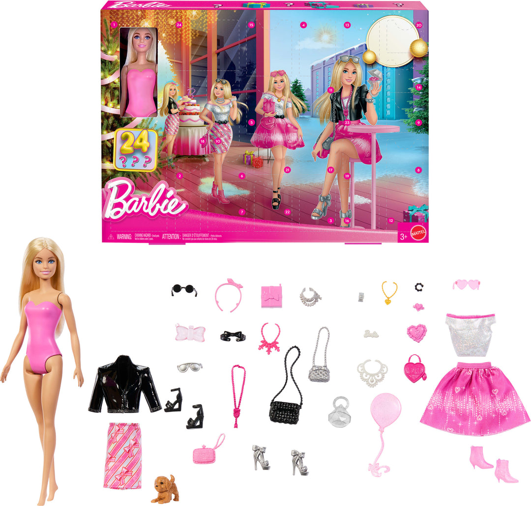 Barbie Fashion Doll Holiday Advent Calendar with 24 Clothing and Accessory Surprises