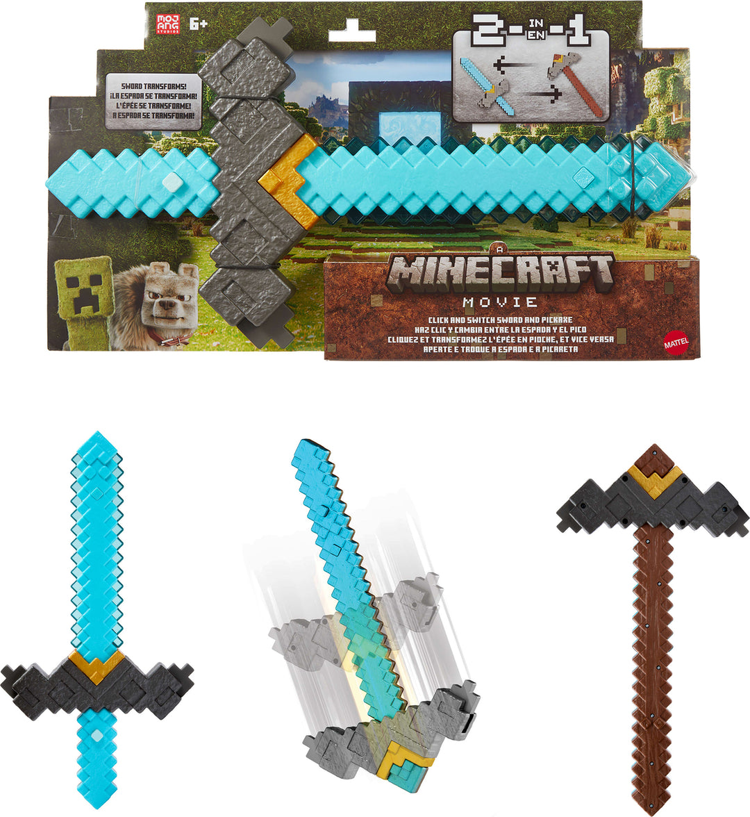 Minecraft Click and Switch Sword and Pickaxe Role-Play 2-in-1 Toy