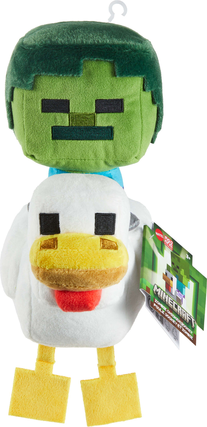 Minecraft Plush Zombie Chicken Jockey Toy, 8-inch Soft Doll Inspired by the Video Game Character
