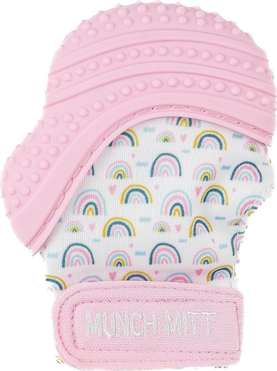 Munch Mitt Baby Teething Mitten (Pink Rainbow)