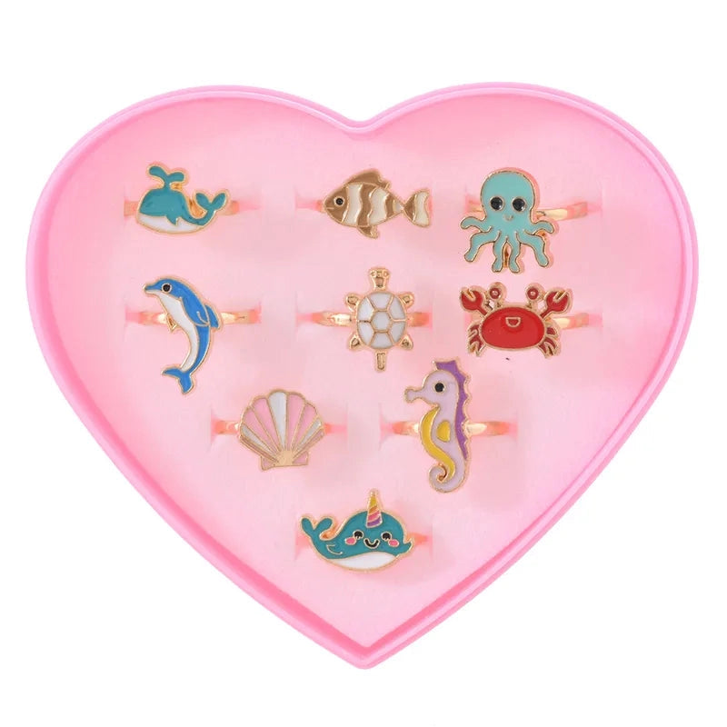 Ocean Rings In Heart Box