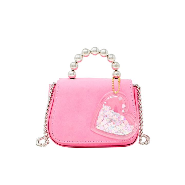 Pink Pearl Metal Heart Bag