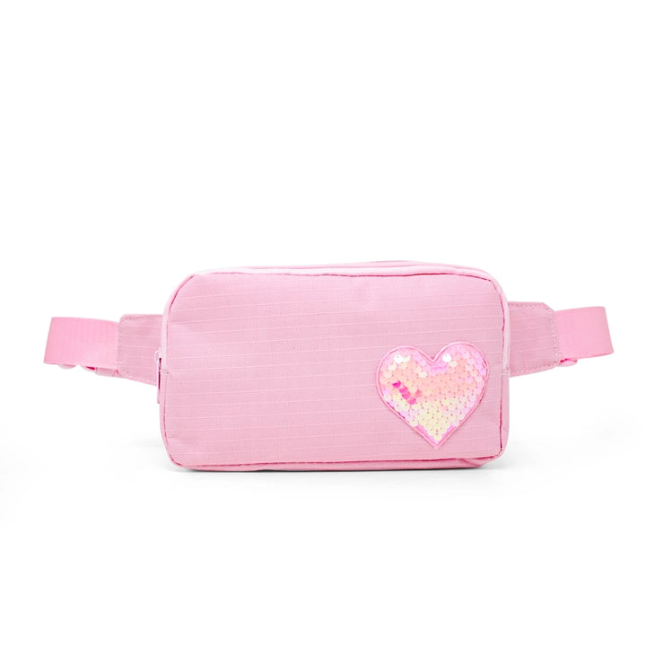 Pink Sequin Heart Belt Bag