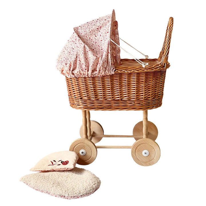 Wicker Doll Pram Ladybug