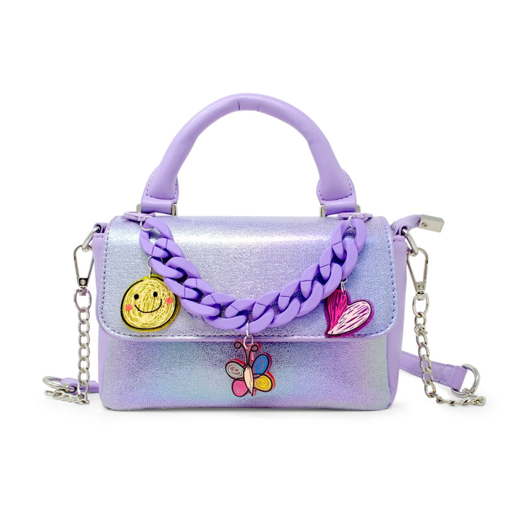 Purple Shiny Baguette Chain Bag