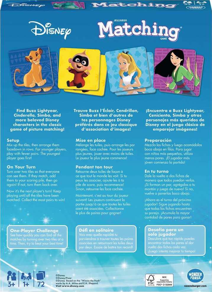 Disney Classic Matching Game - Trilingual