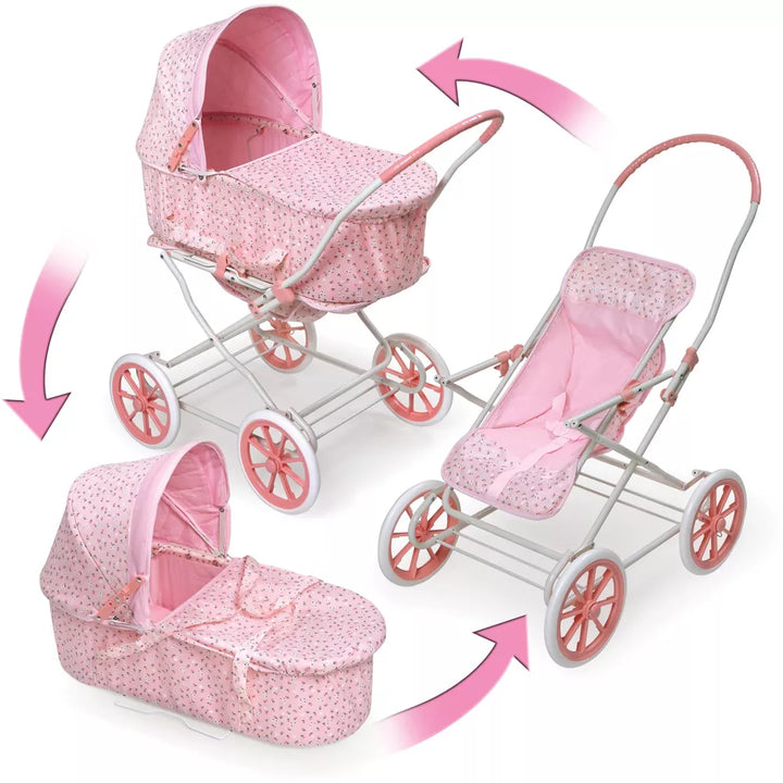 English 3 in 1 Doll Pram Rosebud