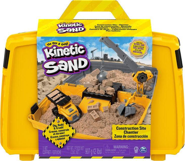 Kinetic Sand, Construction Site Folding Sandbox Playset with Vehicle and 2Lbs Sand