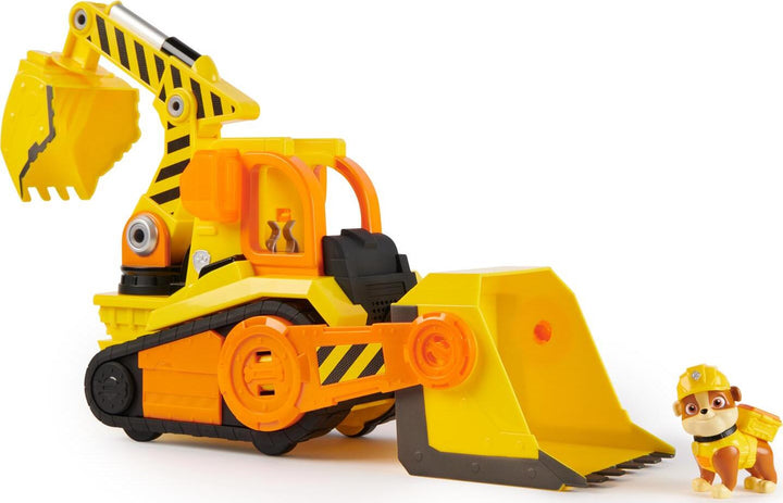 Rubble & Crew, Bark Yard Deluxe Bulldozer Construction Truck Toy with Lights, Sounds & Rubble Action Figure