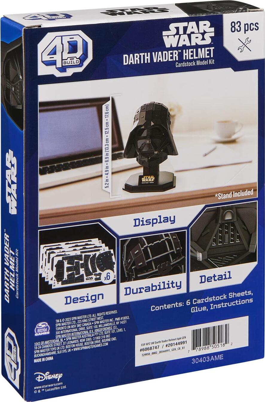 4D Build, Star Wars Darth Vader 3D Cardstock Model Kit