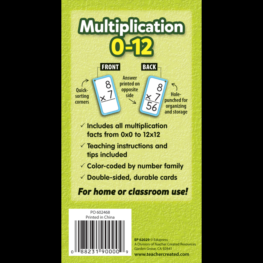 Multiplication Flash Cards - All Facts 0–12