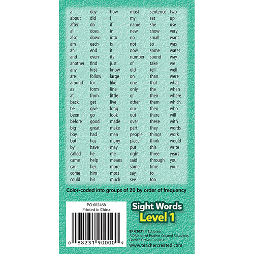 Sight Words Flash Cards - Level 1