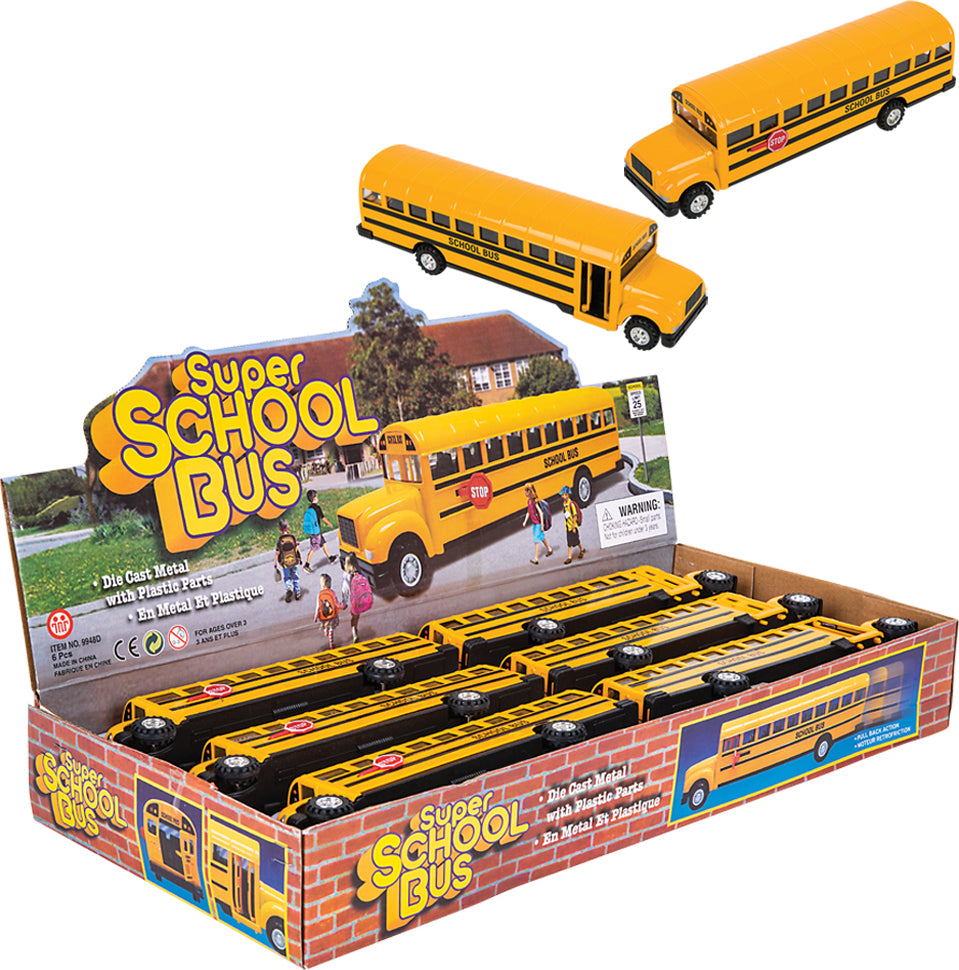 8.5" Die-cast Pull Back School Bus (6pcs/ Display)