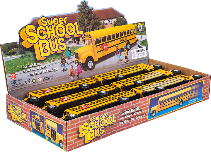 8.5" Die-cast Pull Back School Bus (6pcs/ Display)