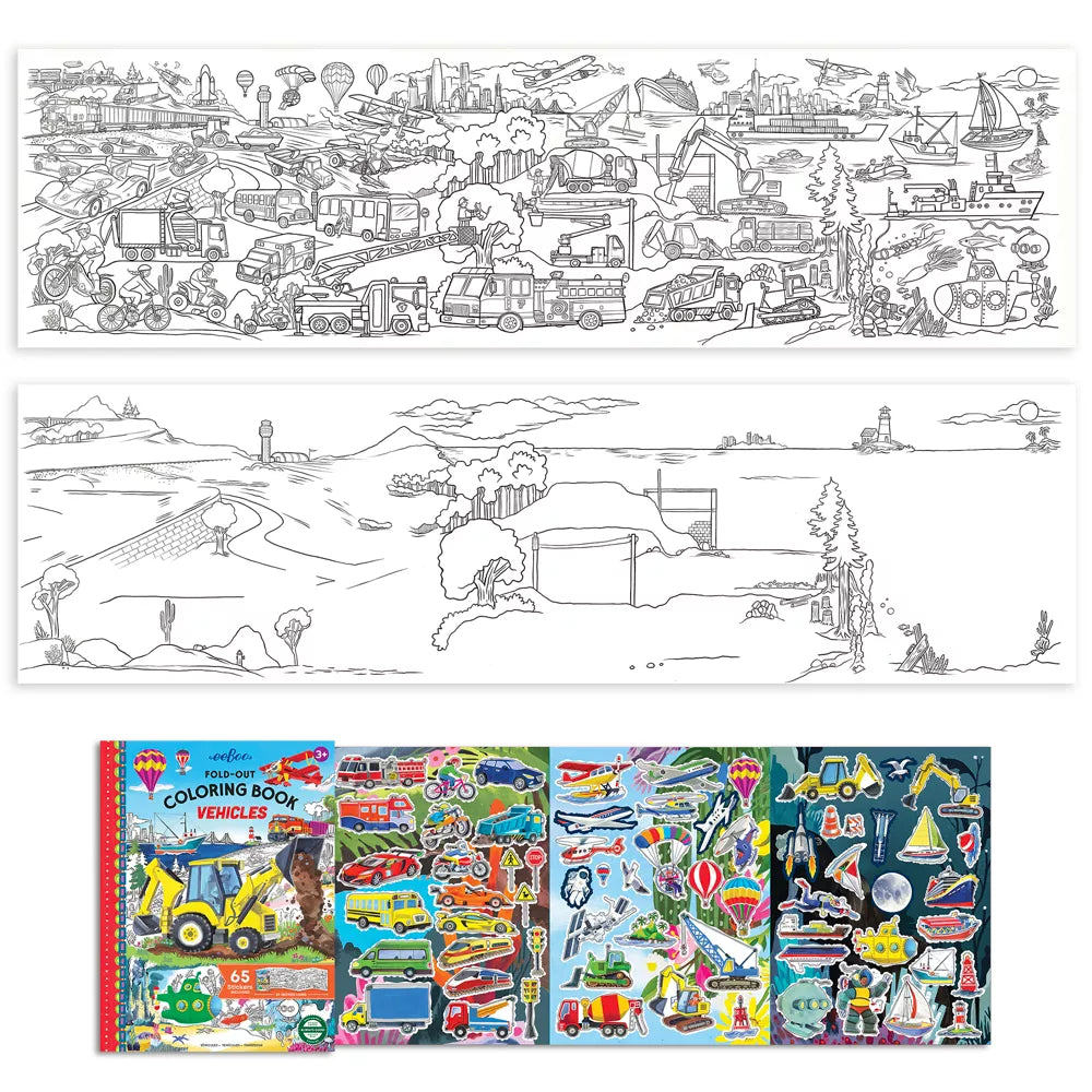 Vehicles Fold Out Coloring Book