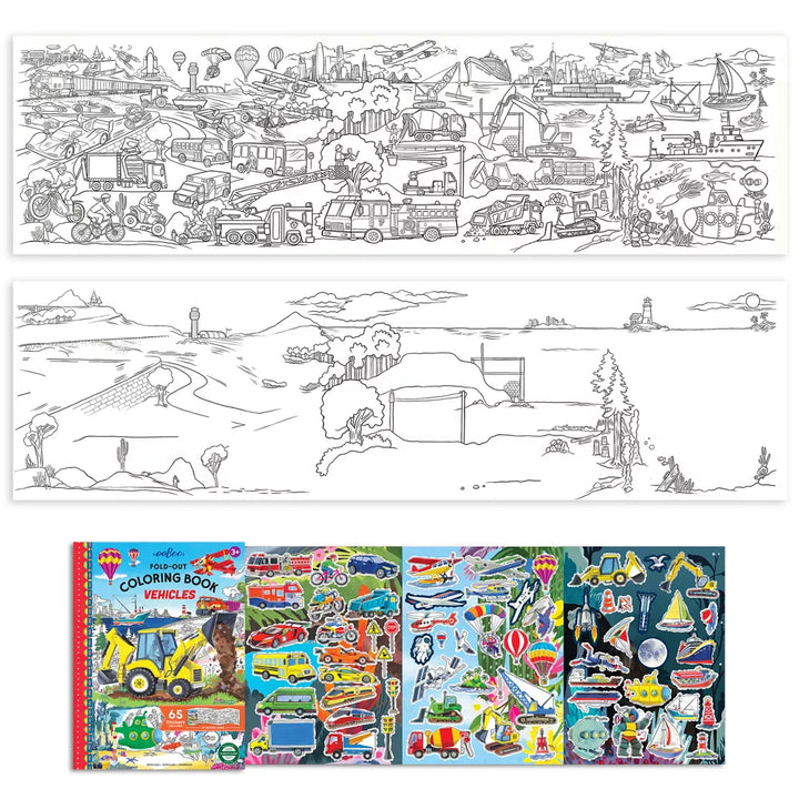 Vehicles Fold Out Coloring Book