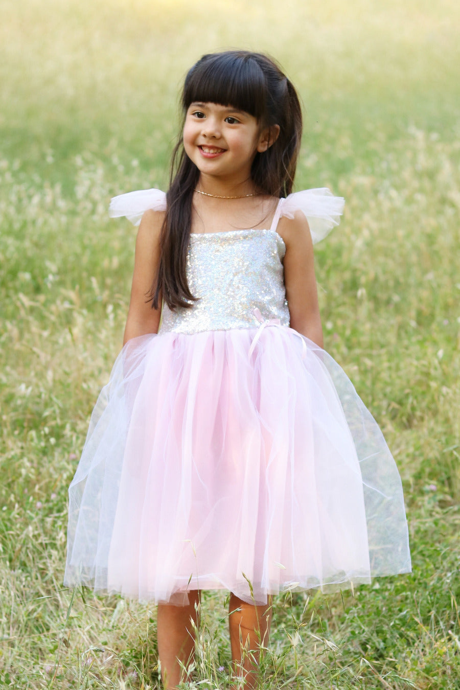 Silver Sequins Princess Dress (Size 7-8)