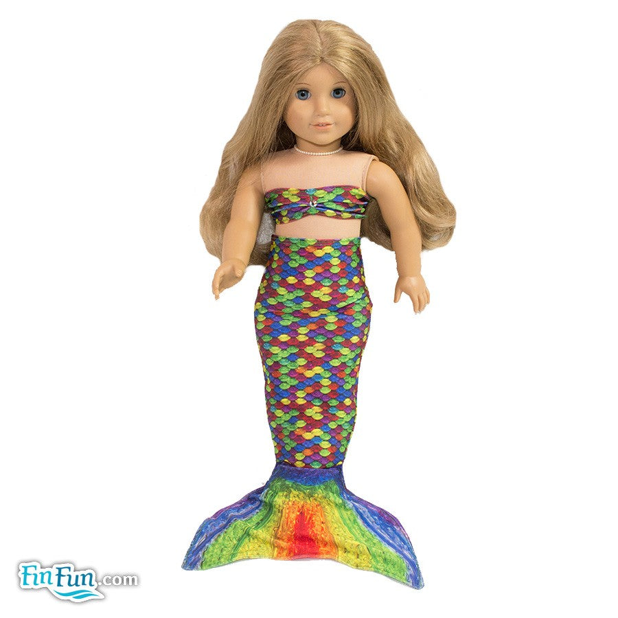 Doll Mermaid Tail & Top Rainbow Reef - American Girl Size