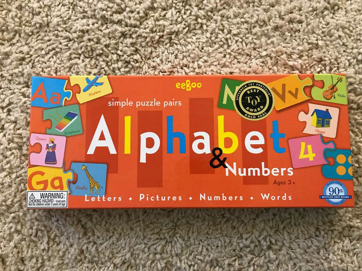 Puzzle Pairs Alphabet and Numbers