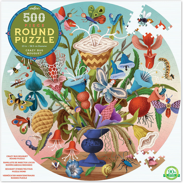 Crazy Bug Bouquet 500 Piece Round Puzzle