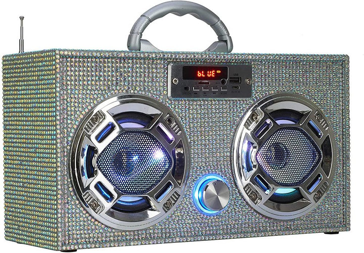 Bluetooth FM Radio Iridescent Bling Mini Boom Box