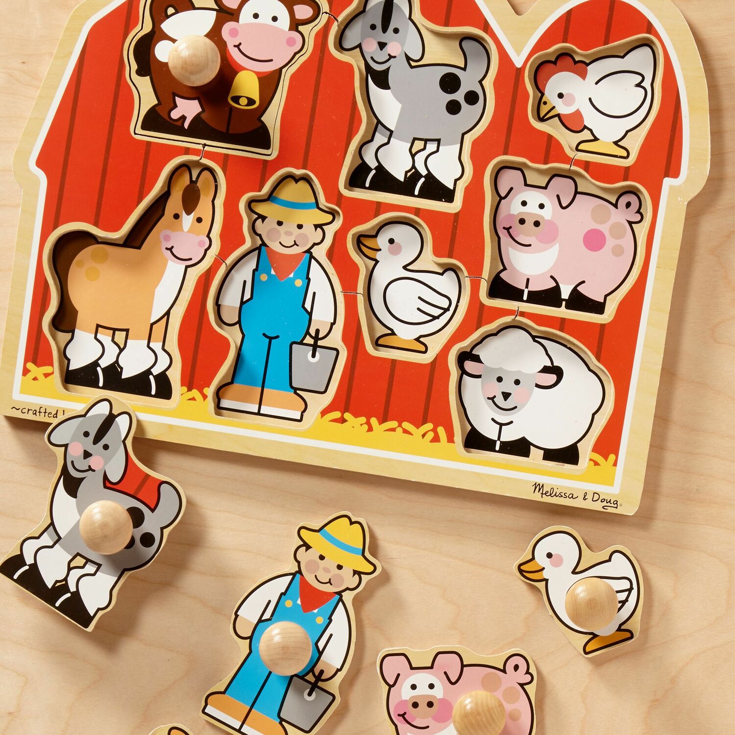 Melissa & doug farm animals jumbo knob wooden puzzle online