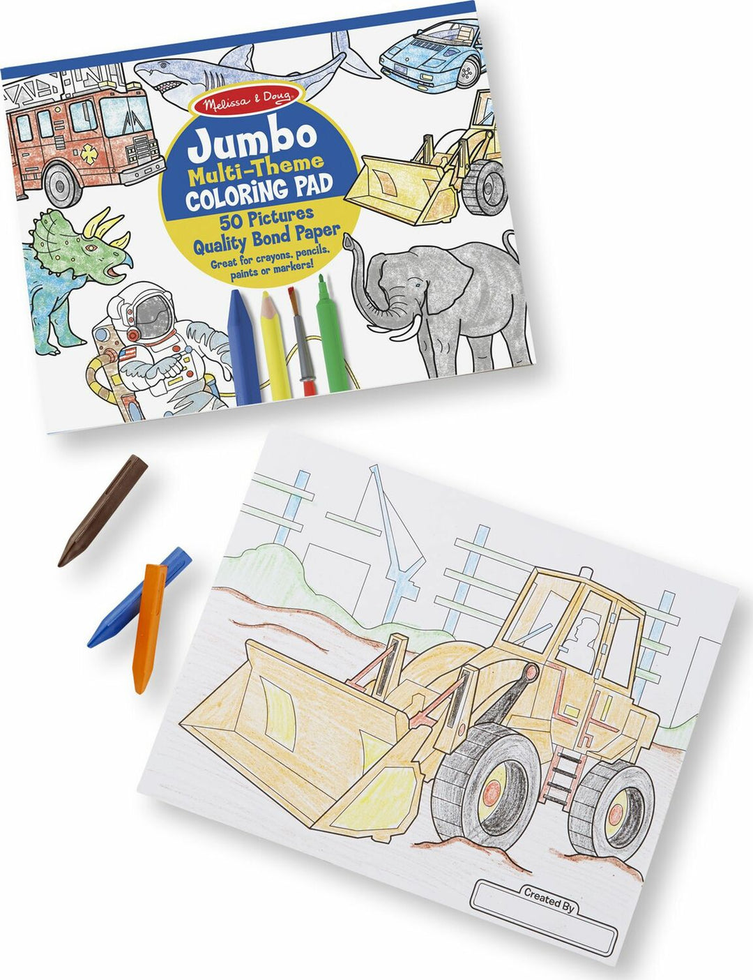 Jumbo 50-Page Kids' Coloring Pad - Space, Sharks, Sports, and More